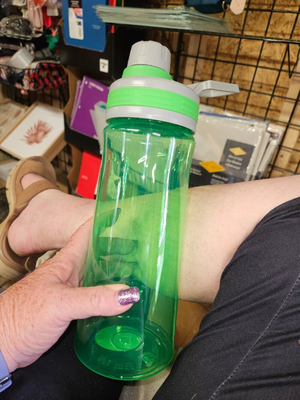 Green Plastic Water Bottle with Flip Straw Lid - 25% Off When You Bundle 5+ Item